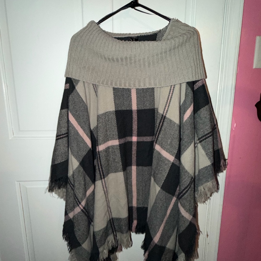 Allie & Rob Plaid Cowl Neck Poncho